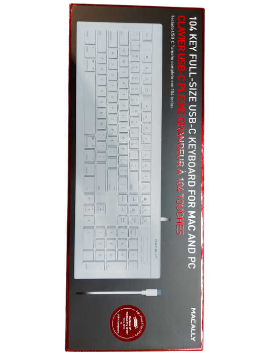 Lot 3x Macally 104 Key Full-Size USB Wired Keyboard New For Mac and PC