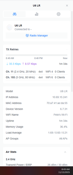 Ubiquiti UniFi U6-LR Wi-Fi 6 Long Range Access Point )