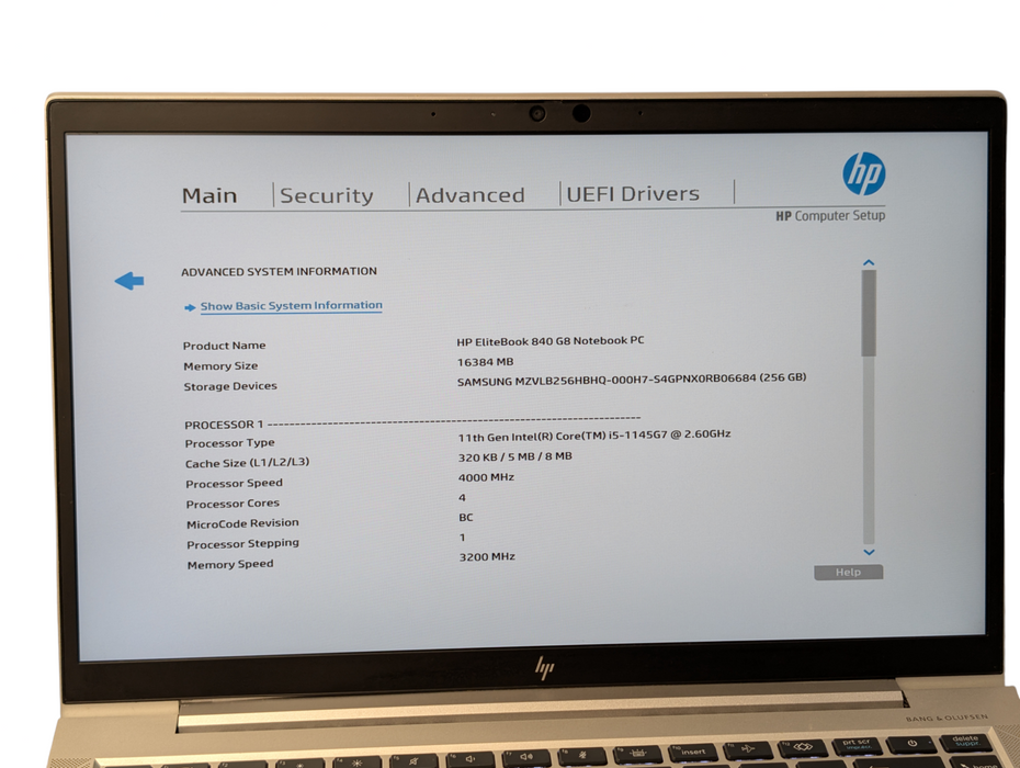 HP EliteBook 840 G8 Intel Core i5-1145G7 16GB RAM 256GB NVMe SSD  Q- Lap200