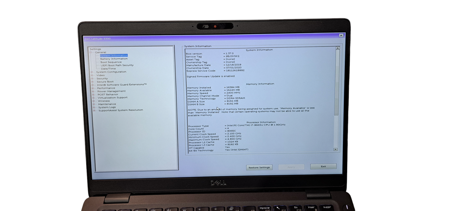 Dell Latitude 5300 |i7-8665U|256GB SSD|16GB RAM| W/ AC |READ  BudLap