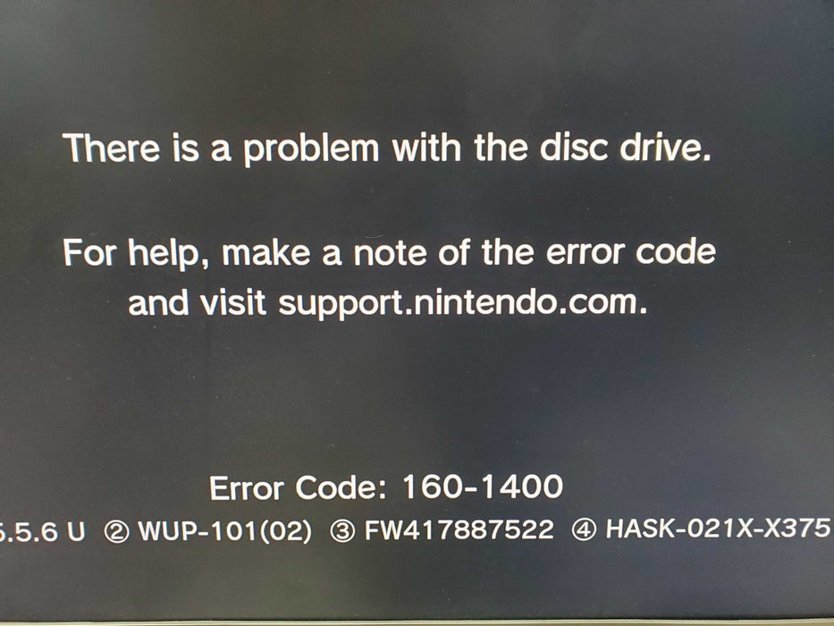 Nintendo Wii U Black Console Only – For Parts or Repair Error 160-1400