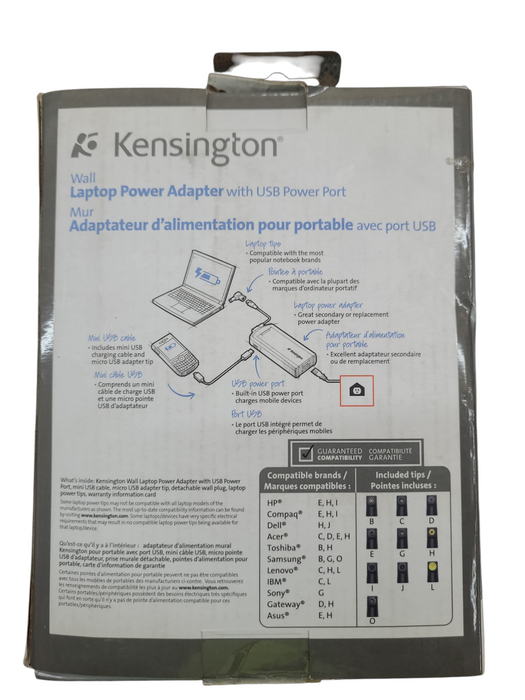 Kensington Laptop Wall Power Adapter With USB Power Port