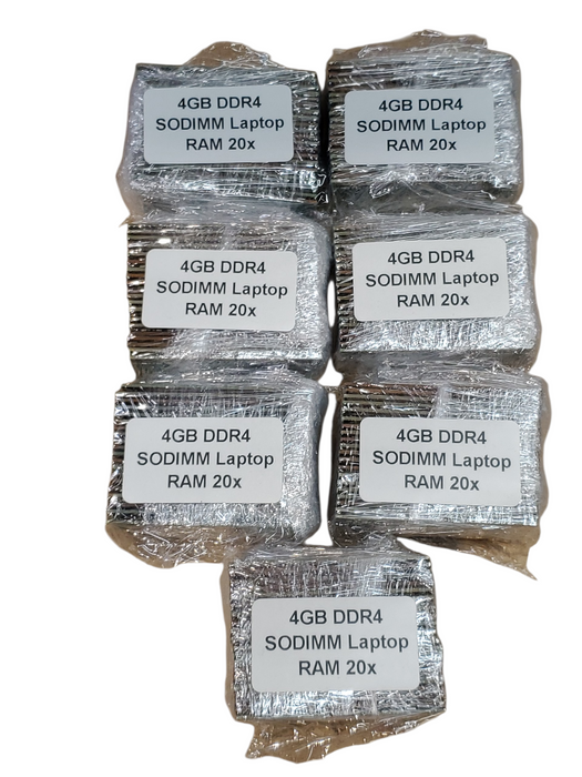 Lot of 140x, Assorted 4GB DDR4 SODIMM Laptop RAM