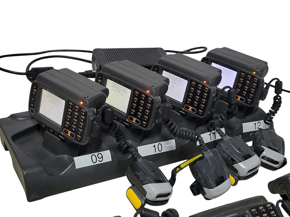 Lot of 8x Motorola WT4090-WA0PC6GA2WR w/ 7x ring scanners and charger, READ _