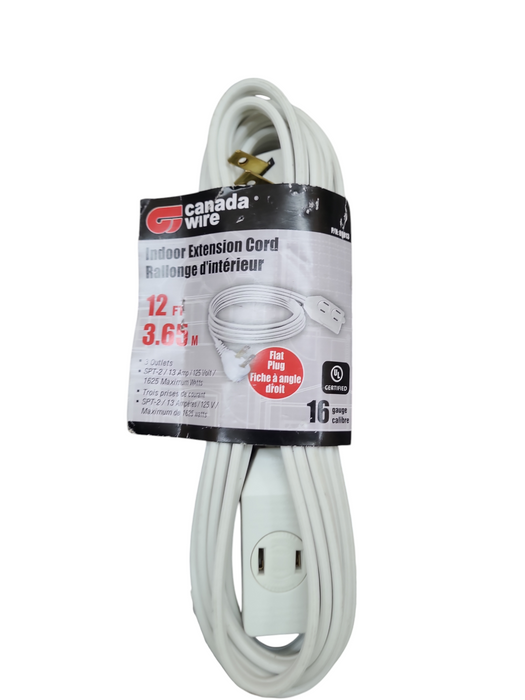 Lot 3x 12ft 3 Outlet Canada Wire Indoor Extension Cord