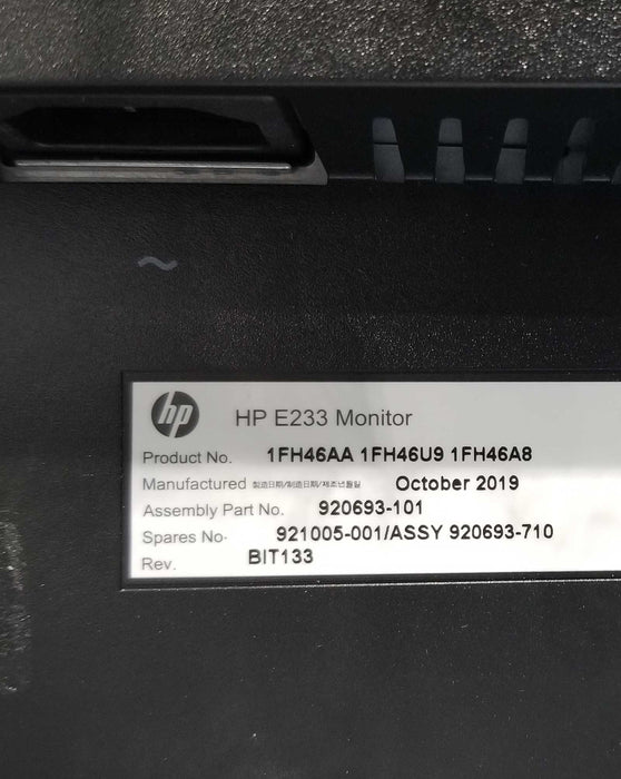 HP E233 23" Monitor 1920 x 1080, 60Hz LCD - USB HDMI DP VGI w/ Stand