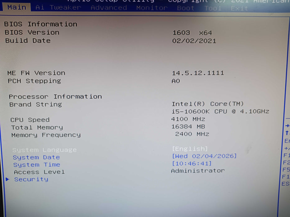 Custom Fractal PC Intel i5-10600K @4.10Ghz Asus Pro B460M-C 16GB DDR4 READ