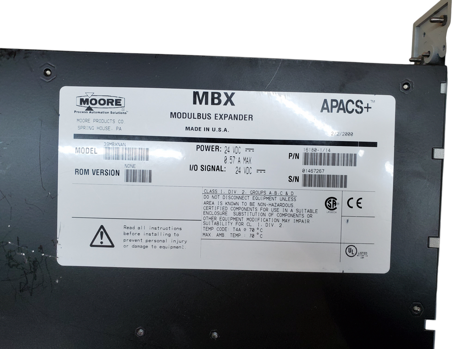 Moore MBX Modulbus Expander 39MBXNAN APACS+ 16180-1/14 *READ*