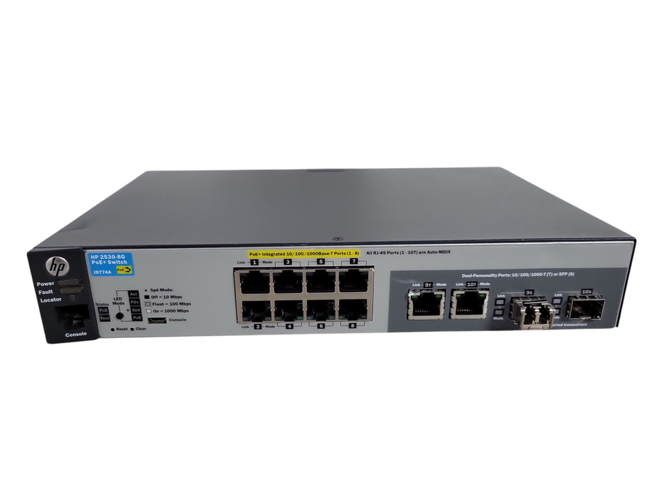 HP 2530-8G PoE+ J9774A | 8-Port Gigabit PoE+ Network Switch | Dual Uplinks !