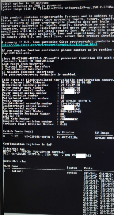 Cisco WS-C2960S-48FPS-L V03 48 Port Gigabit PoE+ Managed Switch Q_