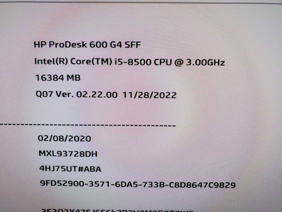 HP ProDesk 600 G4 - Core i5-8500 16GB DDR4 256GB NVME NO OS