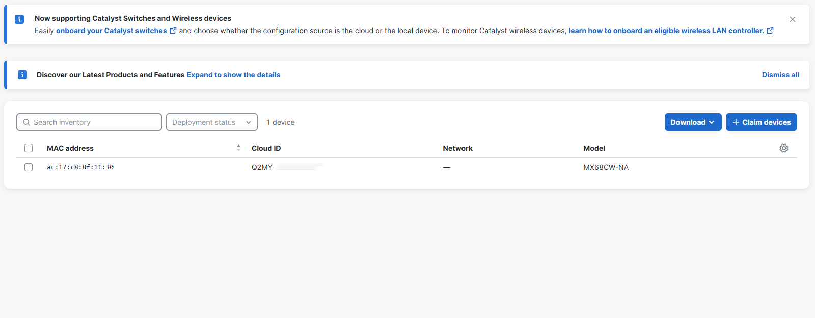 Cisco Meraki MX68CW-HW-NA Network Security Firewall Appliance (Open Box) )