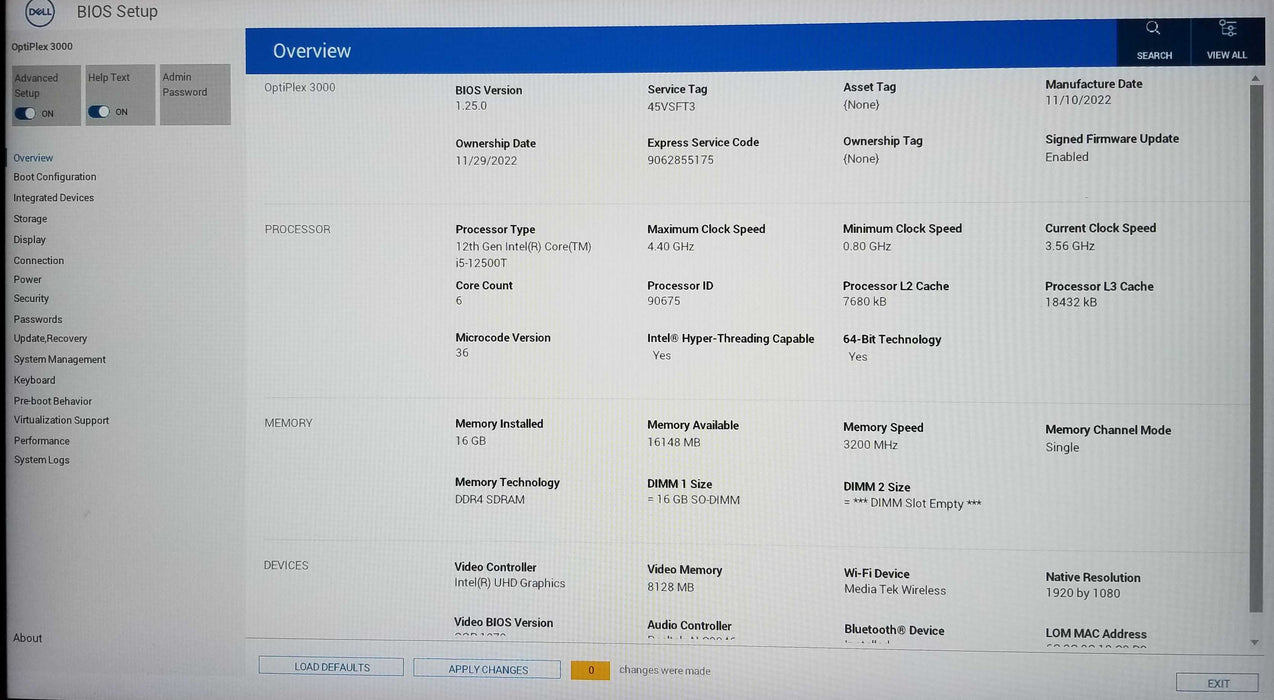 Dell OptiPlex 3000 USFF 12th Gen Core i5-12500T CPU 16GB RAM 256GB SSD 65W