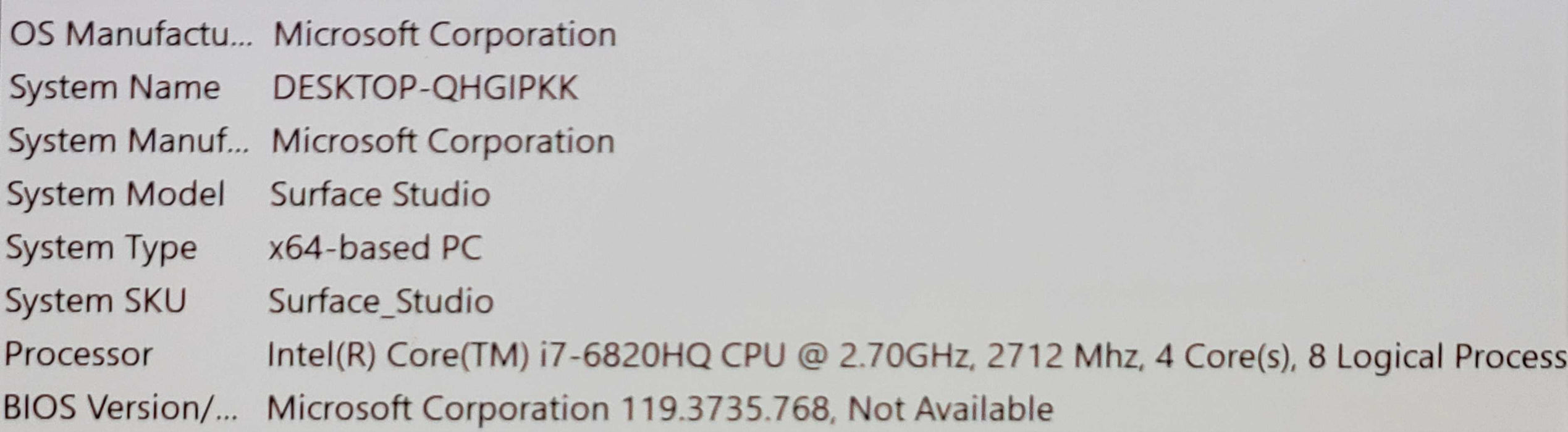 Microsoft Surface Studio Core i7-6820HQ, 16GB, 128GB, 28" GTX 965M, READ _