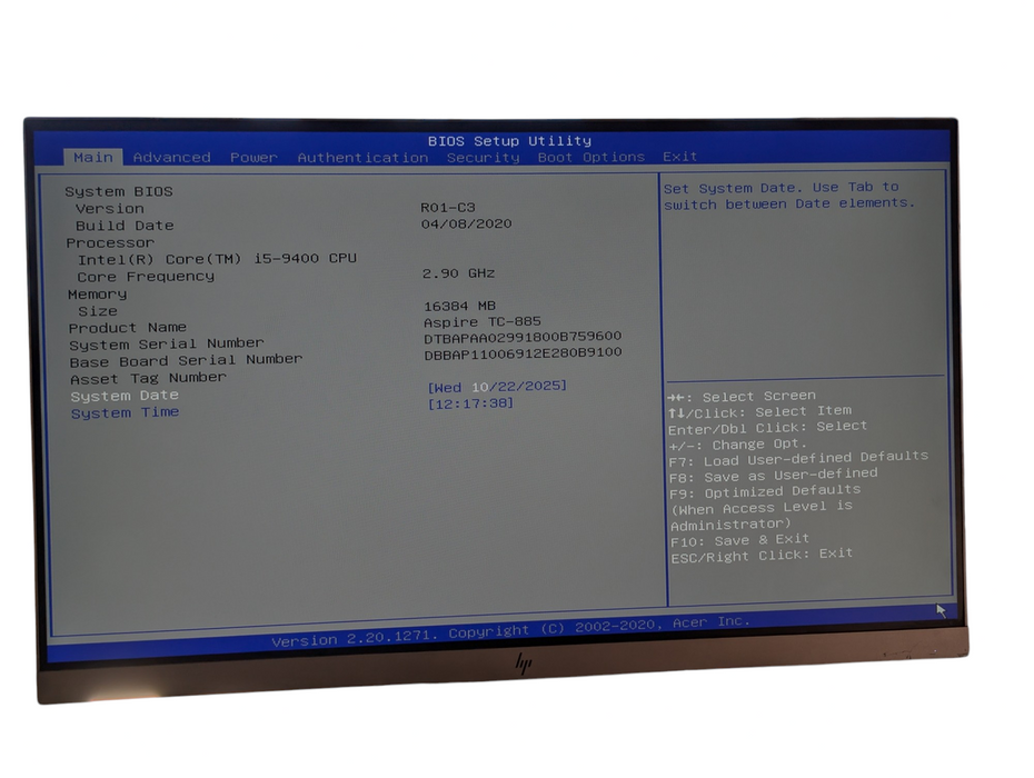 Acer Aspire TC-885 Computer Intel Core i5-9400 16GB RAM 256GB Storage SSD  -