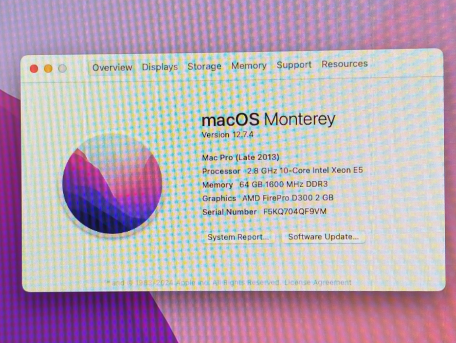 Apple Mac PRO Late 2013 Upgraded 10 Core Intel Xeon E5-2680 v2 64GB RAM  -