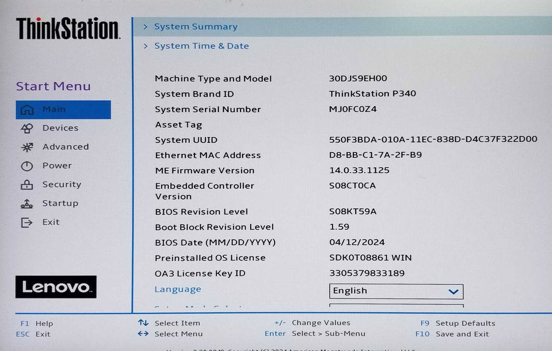 Lenovo ThinkStation P340 Tower i9-10900 CPU2.8GHz 32GB RAM- No HDD