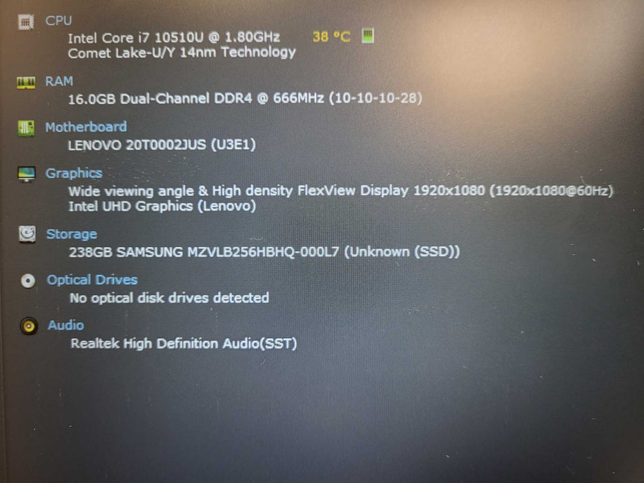 Lenovo ThinkPad T14s Core i7-10510U@1.8GHz 32GB RAM 256GB SSD $ Lap200