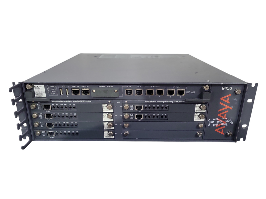 Avaya G450 Chassis w/ 6x MM710B & 2x PSUs READ !