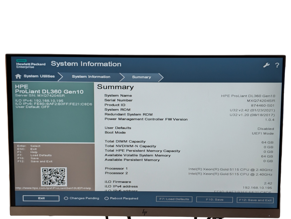 HP ProLiant DL360 Gen10 2x Intel Xeon GOLD 5115 64GB RAM  -