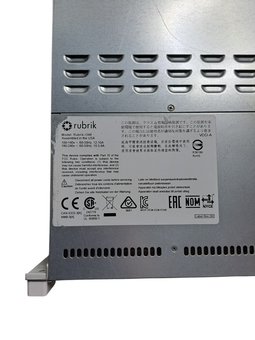 Rubrik r348 4-Node 2U Server | 4x Xeon E5-2630 v3 CPU, 64GB DDR4, 2x PSU )