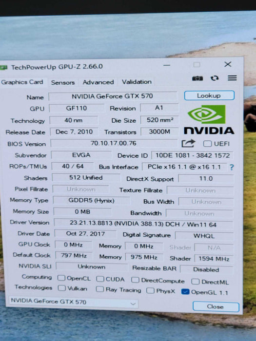 EVGA NVIDIA GeForce GTX 570 (Fermi) 1280MB 320-bit (012 P3 1570 B6) PCIE %