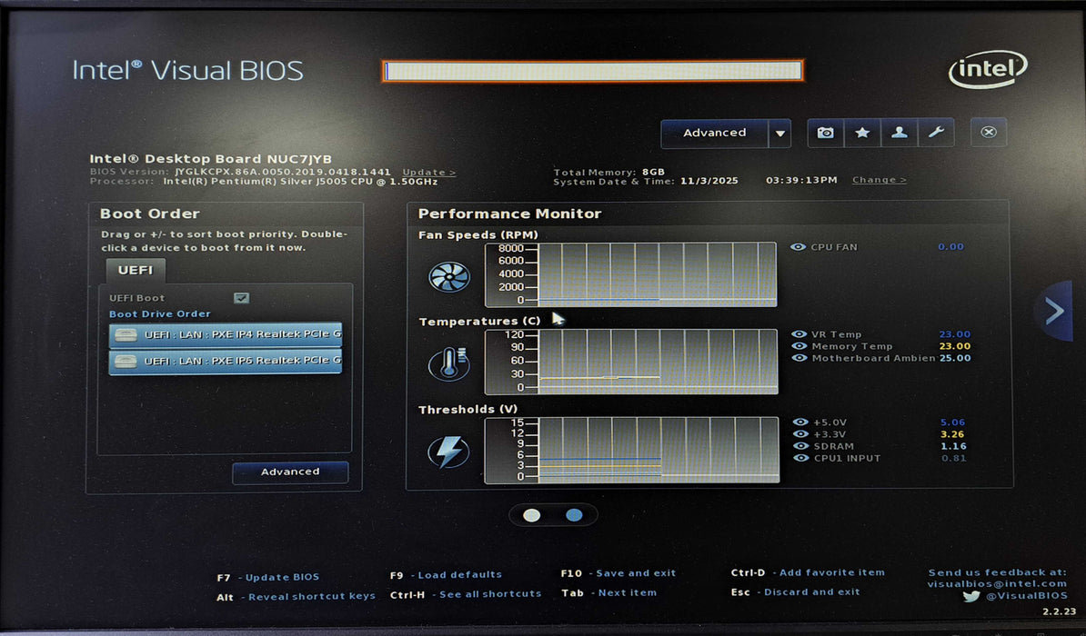 Intel NUC NUC7JY Mini PC | Intel Pentium Silver J5005, 8GB DDR4, No HDD )