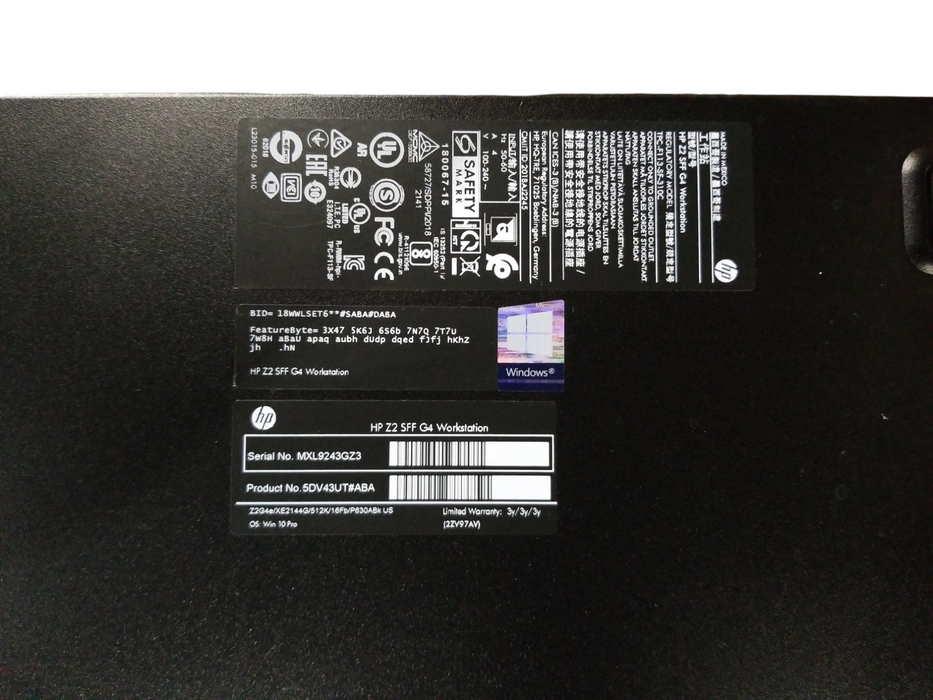 HP Z2 SFF G4 Workstation Intel Xeon E-2144G 32GB DDR4 - NO HDD