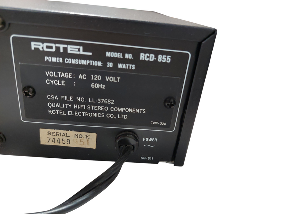 Rotel Compact Disc Player RCD-855 High Performance Dual Converter =