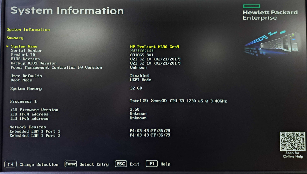 HP ProLiant ML30 Gen9 | Xeon E3-1230 v5 @3.40GHz, 32GB DDR4, B140i, 4x 3.5" )