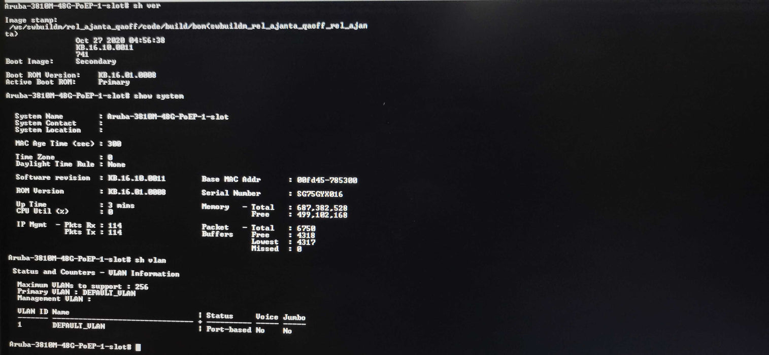 ARUBA 3810M 48G POE+ 1-SLOT JL074A SWITCH, 2x PSU _