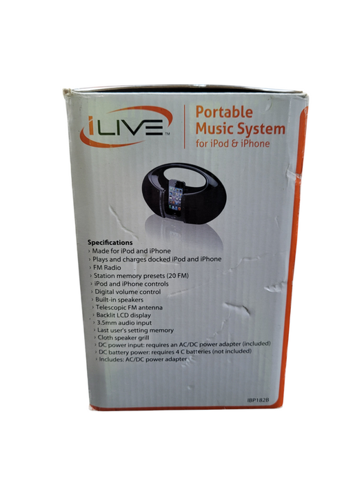 ILIVE Bluetooth Fm Boombox Radio 047323683008