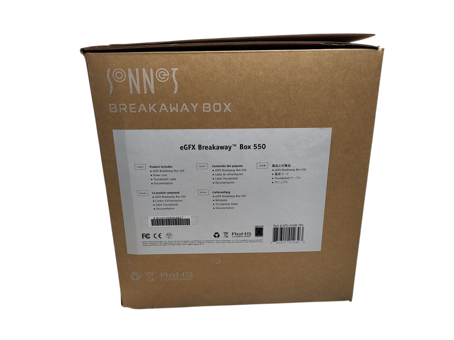 Sonnet eGFX Breakaway Box 550W Thunderbolt 3 eGPU Enclosure GPU-550W-TB3 $