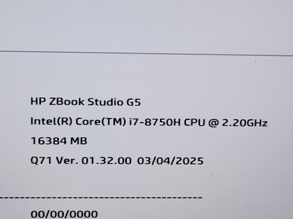 HP Z Book Studio G5 - Core i7-8750H 16GBB DDR4  256GB NVME QUADRO P1000 % Lap200
