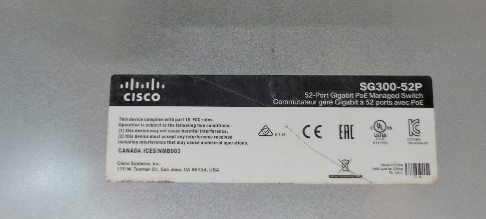 Cisco SG300-52P 52-Port Gigabit PoE Managed Switch SG300-52P-K9, READ _