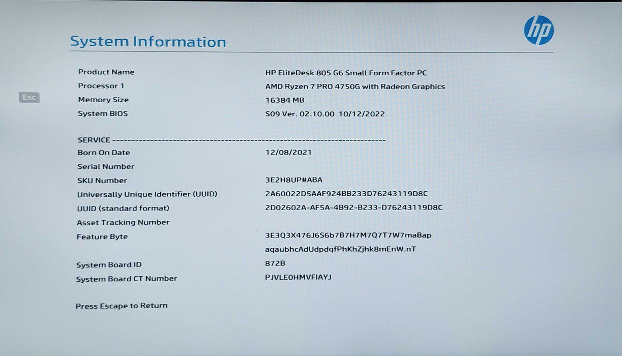 HP EliteDesk 805 G6 SFF, Ryzen 7 PRO 4750G, 16GB DDR4, 256GB NVMe
