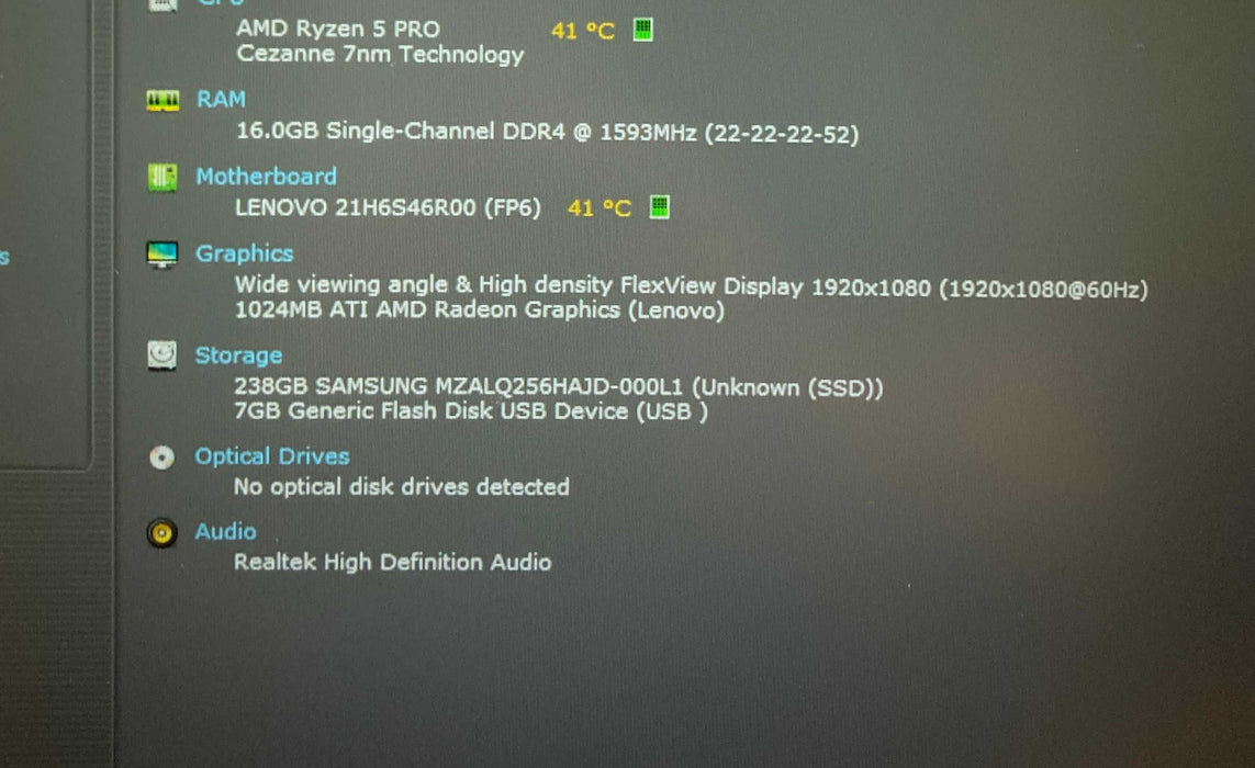 Lenovo ThinkPad L14 Gen 4 AMD Ryzen 5 PRO 7530U@2.00GHz 16GB RAM 256GB SSD  Lap200