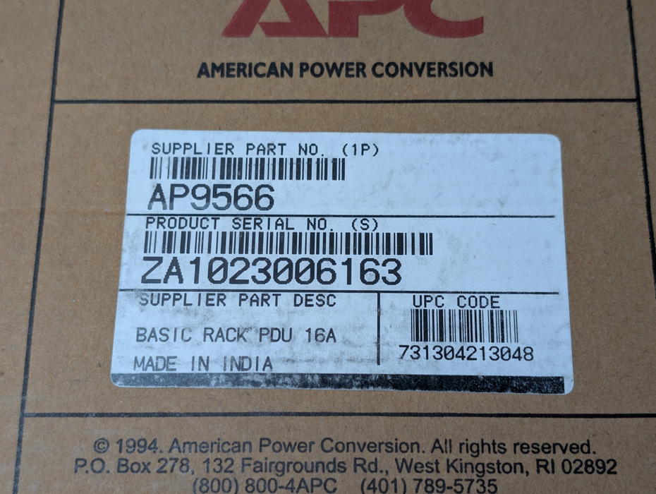 APC AP9566 Basic Rack PDU NEMA L6-20P input and C13 Outlets 208V  -
