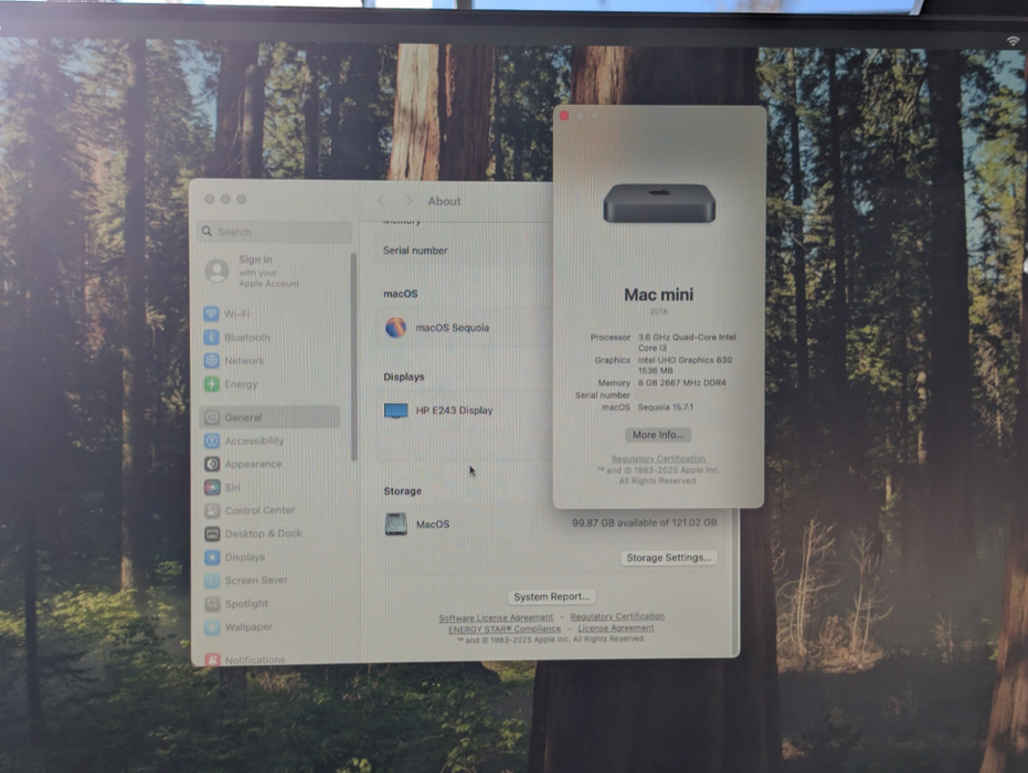 Apple Mac mini Late 2018 Intel Core i3-8100B 8GB RAM 120GB Storage  -