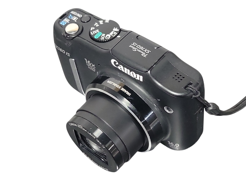 Canon PowerShot SX160 IS 16.0MP Digital Camera Black PC1816, READ _