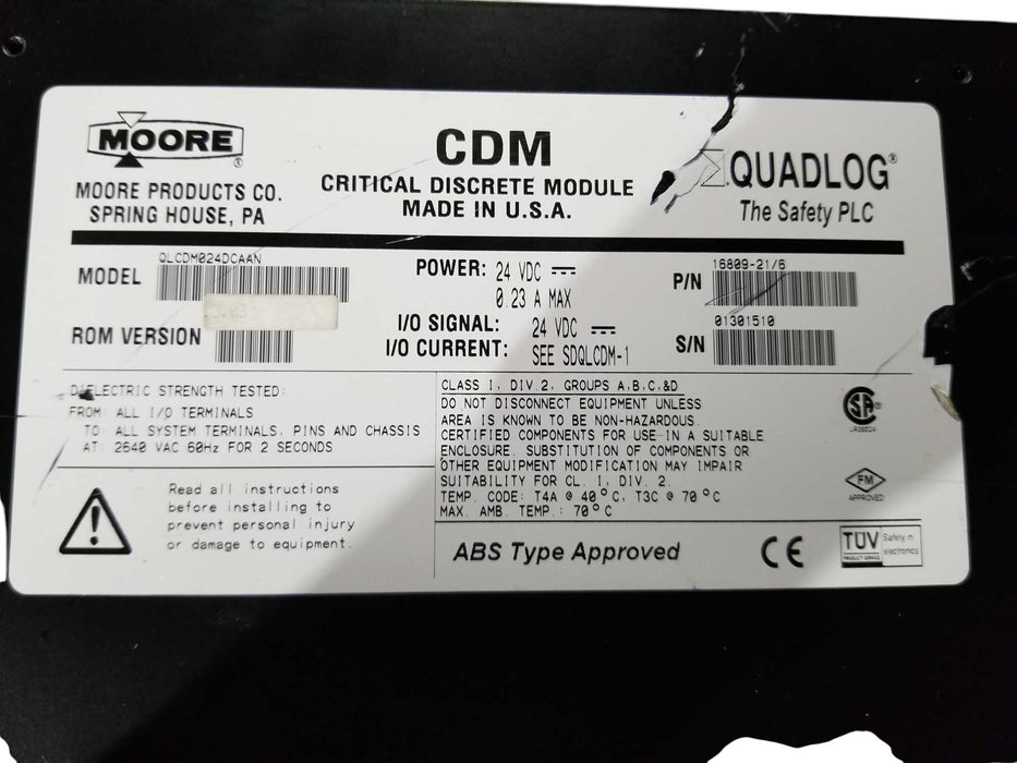 MOORE Quadlog CDM Critical Discrete Module 16809-21/6