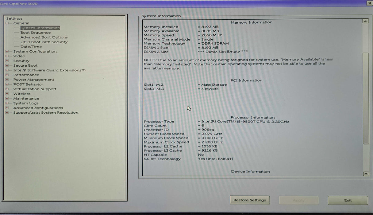 Dell OptiPlex 3070 USFF | Intel Core i5-9500T, 8GB DDR4, 256GB NVMe, Wi-Fi )