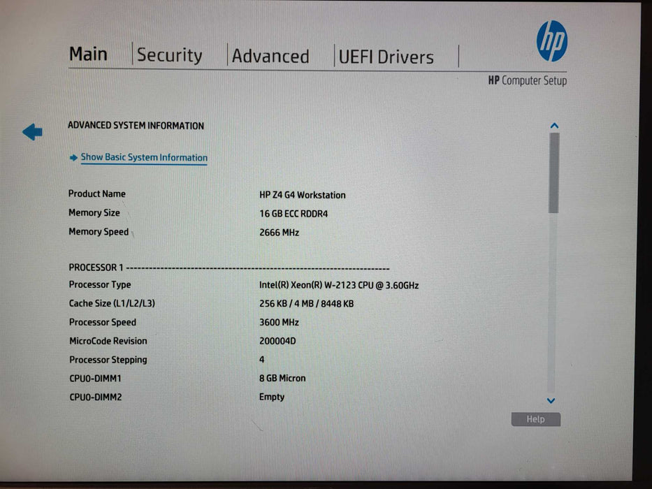 HP Z4 G4 Workstation, Xeon W-2123 3.6GHz, 16GB DDR4 No HDD $