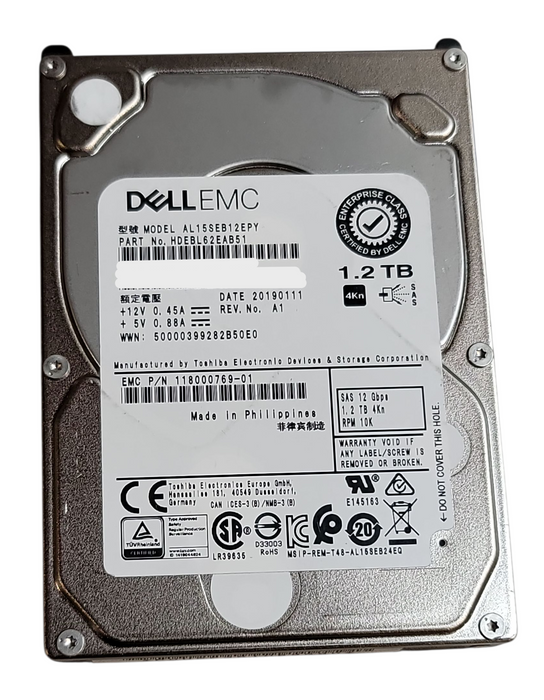 Lot 4x 1.2TB SAS 2.5" 15mm 10k 12Gb/s Dell EMC HDD  +