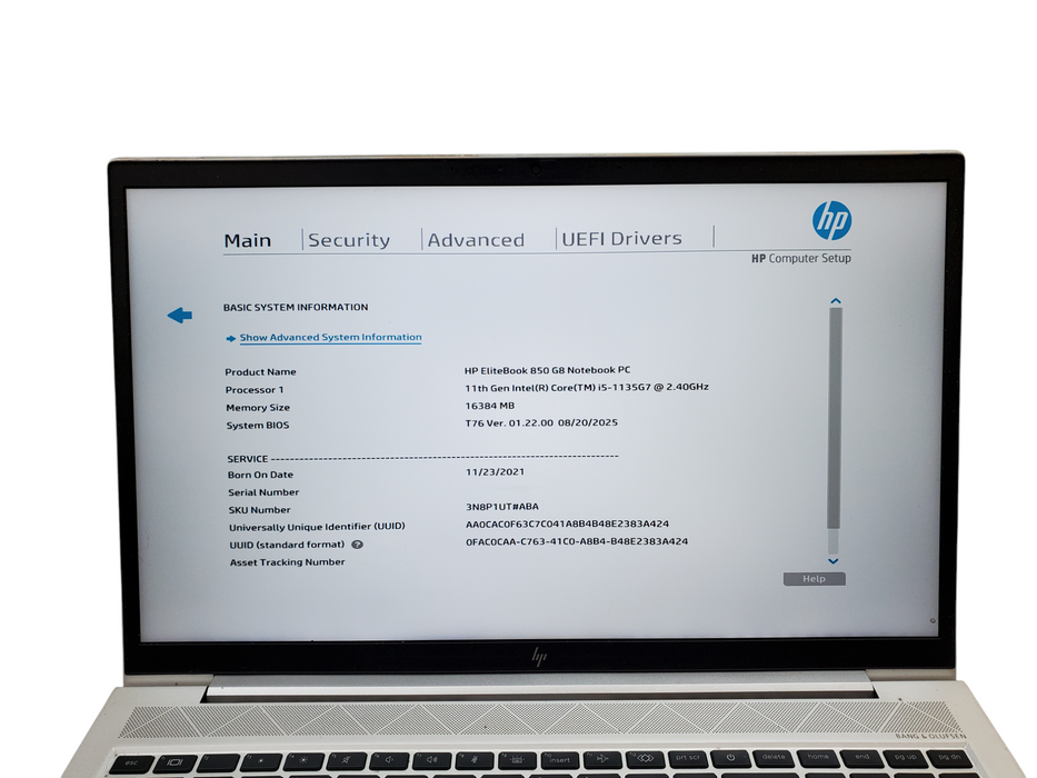 HP EliteBook 850 G8 Core i5-1135G7 16GB DDR4 256GB SSD  Lap200