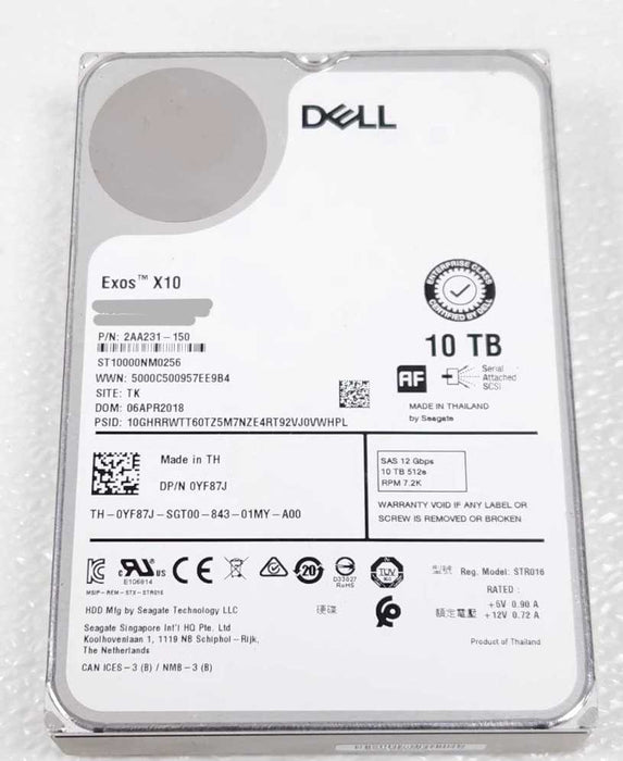 10TB SAS 3.5" 7.2k 12Gb/s Dell Exos X10 HDD - ST10000NM0256 Q+
