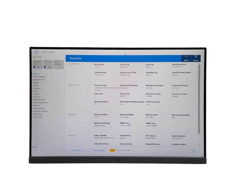 Dell INSPIRON 3891 MT i3 - 10105 @ 3.70GHz 16GB DDR4 Ram No HDD