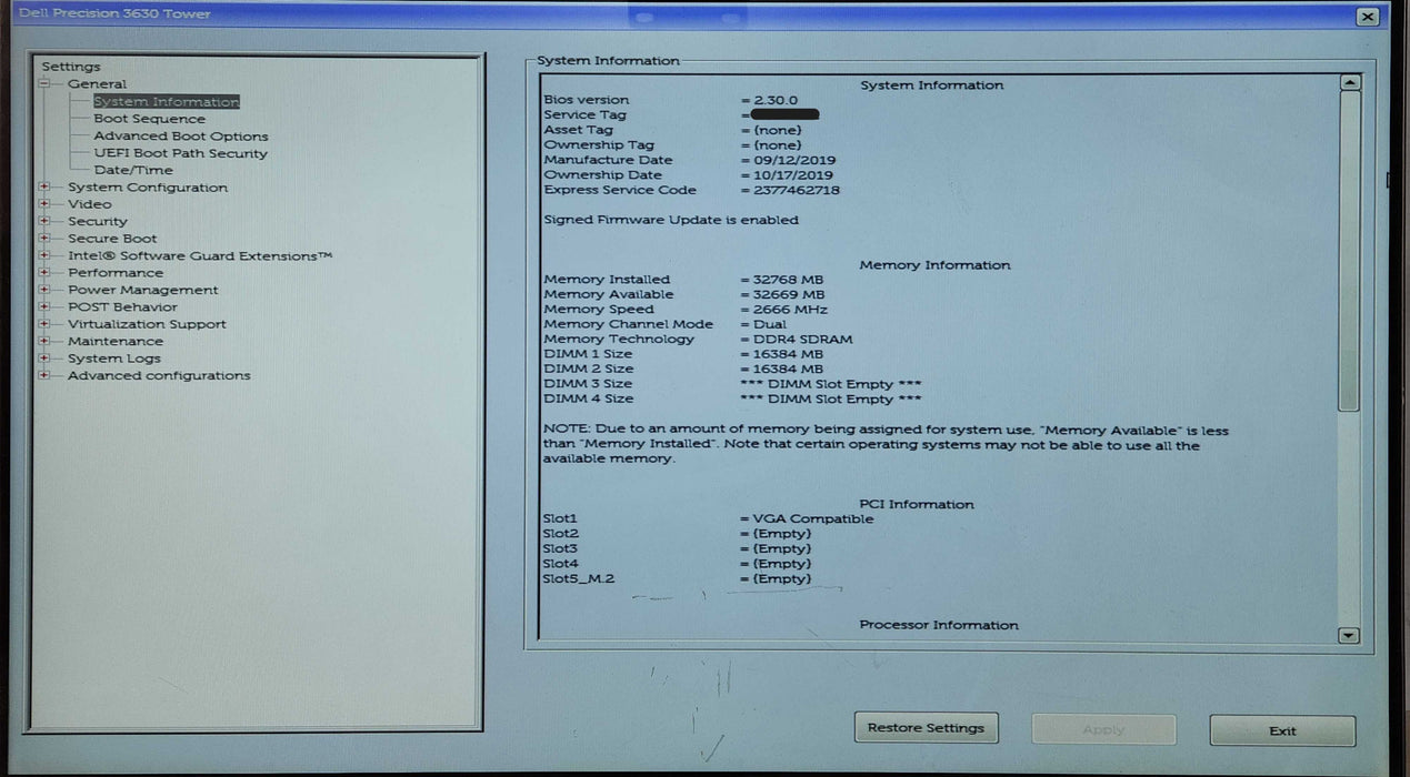 Dell Precision 3630, Xeon E-2136 3.30GHz, 32GB RAM, No HDD, P1000