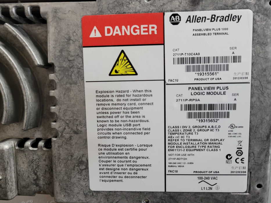 Rockwell Automation with Allen Bradley panelview Plus 1000, READ _