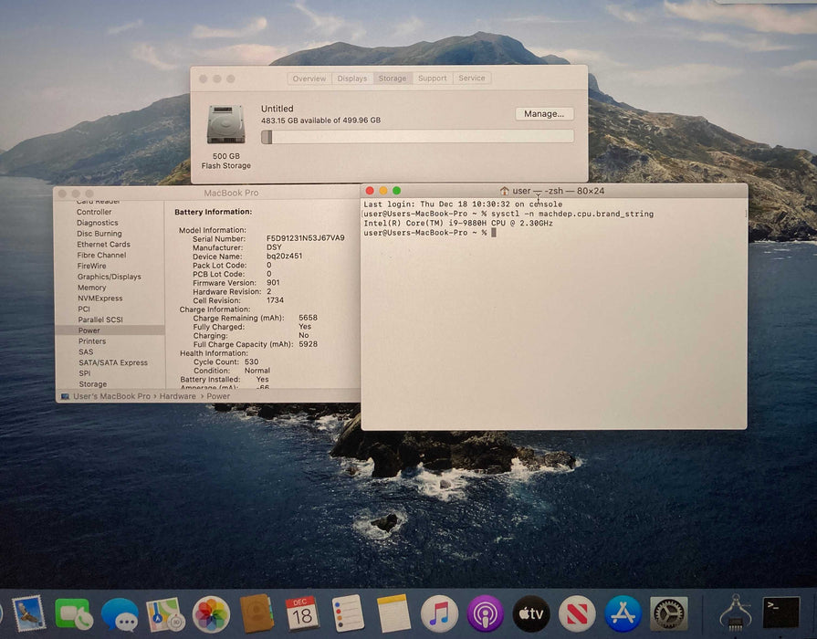 Apple MacBook Pro 15" 2019 i9-9880H 32GB RAM 512SSD Radeon Pro 560X READ